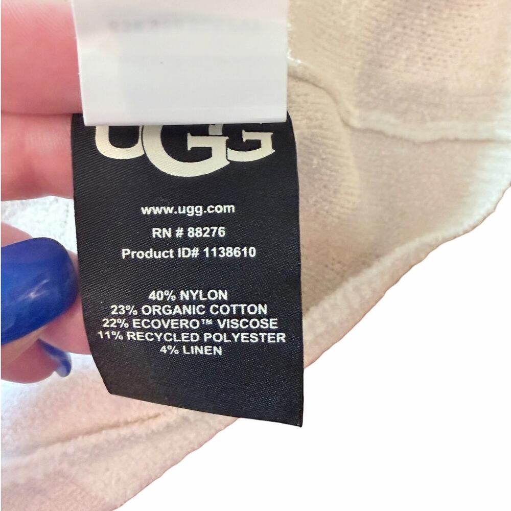 UGG Jeannie Button-Down Short Sleeve Sweater Cream Tan Check Size XL NWT - Picture 4 of 5